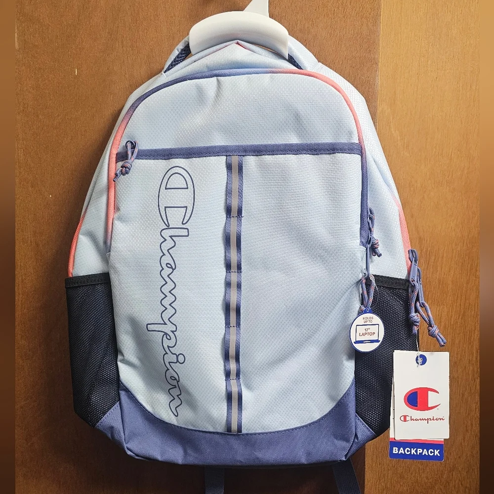 Champion Blue Student Work Backpack Bookbag 17 inch Laptop Bag NEW
